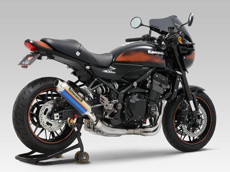 Z900RS/Cafe 2018-24 JMCA Brevis Stainless Slip-On w/ Titanium Blue Sleeve