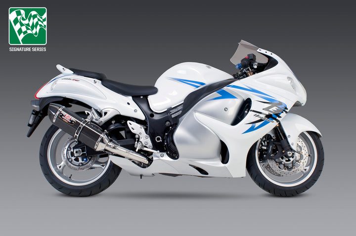 HAYABUSA 08-20 R-77 Stainless Slip-On Exhaust, w/ Carbon Fiber Mufflers