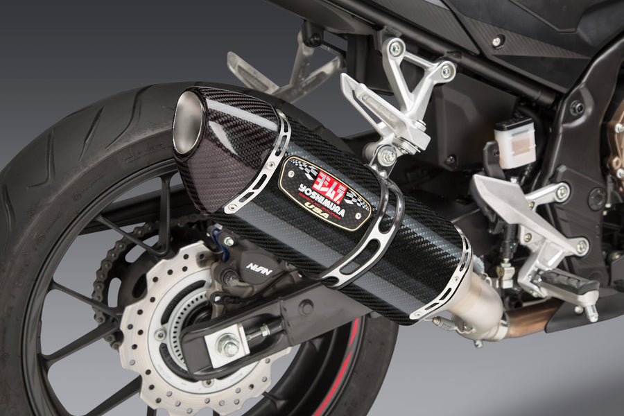 CBR500R 16-25 R-77 Stainless Slip-On Exhaust, w/ Carbon Fiber Muffler